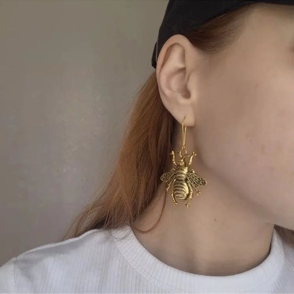 Zara Gold Bee Statement Earrings - Picture 5 of 15